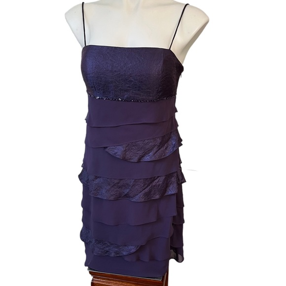 S.L. Fashions | Dresses | Sl Fashions Purple Tiered Prom Cocktail Dress  With Spaghetti Straps | Poshmark